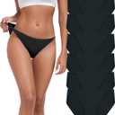 ANLIQI High Cut String Bikini Panties Stretchy Soft Modal Low Waist Underwear Ladies Hipster Panties Multi Pack (X-Large, 6*black)