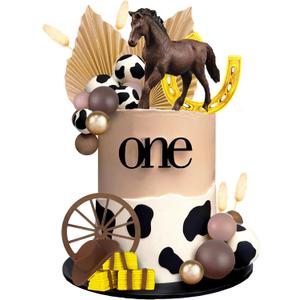 Western Cake Topper Brown Ball Horse Cake Decorations Cow Hat for Western Theme Party Horse Theme Decoration Supplies