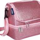 Wildkin Two Compartment Insulated Lunch Bag for Kids – School & Travel Ready - Pink Glitter