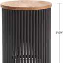 SIMPLIHOME Demy Metal and Wood Accent Table - 18 inch Wide Solid Metal Round End Table in Natural and Black, Industrial Side Table or Coffee Table for Living Room with Compact Design, Assembled | Side Table, Industrial Style, Assembled