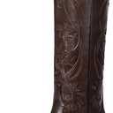 heelchic Cowboy Boots for Women, Knee High Cowgirl Boots with Classic Embroidered, Pointed Toe Chunky Heel Western Boot, Pull On Retro Vintage Tall Boot (9, Saddle Brown)