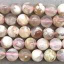 ABCGEMS Madagascan Sakura Agate Beads AKA Cherry Blossom Agate (Gorgeous Soft Floral-Like Inclusions that Resemble Cherry Blossoms in Full Bloom) Smooth Round 8mm