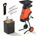 MAXLANDER 15-Amp Electric Wood Chipper Shredder, 1.75-Inch Cutting Capacity, Yard Waste Mulcher for Composting Branches & Twigs, Corded Chipper with Collection Bag