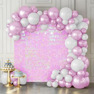 Shimmer Wall Backdrop Pink Wall Panels 12Pcs Square Sequin Shimmer Wall Backdrop Decoration for Birthday Party,Wedding, Anniversary