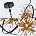 Black Gold Sputnik Chandelier, Starburst Firework Pendant Light fixtures, Globe D18"