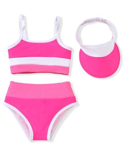MINIFEIKO 2T Toddler Girls Bikini Swimsuit Adjustable Bathing Suit Swimming Hot Pink 2-3T