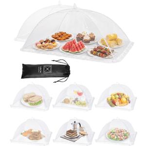 Food Covers for Outside - 2 Extra Large (40 x 25 in) & 6 Large (17 x 17 in) Pop-Up Umbrella Screen Tents- Breathable Outdoor Mesh Food Covers & Picnic Essentials - Collapsible Mesh Food Tent