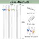 2 x Glass Replacement Straw Compatible with Stanley 40 oz 30 oz Cup Tumbler, 6-Pack Reusable Cute Straws with Cleaning Brush, Clear