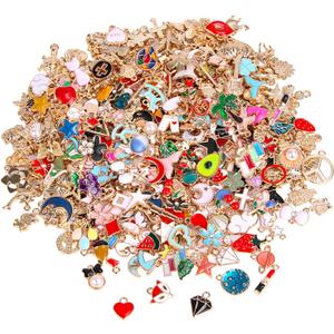 SANNIX 350Pcs Bracelet Charms Jewelry Making Charms Assorted Gold Plated Enamel Pendants for DIY Necklace Bracelet Earring Craft Supplies (Multicolored)