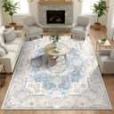 Boho Vintage Floral Area Rug 8x10, Washable Rug for Living Room