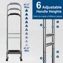 Deewow Step Stool with Handle for Elderly, Medical Step Stool with Adjustable Handle and Legs for Seniors, for Bedside/Bathtub/Car, Stainless Steel Anti-Slip Step Stool for 400lbs