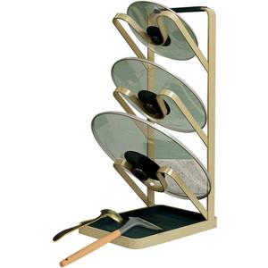 Lid Stand Lid Organizer Pot Lid Rack Holder for Utensils in Kitchen Cabinet Spatula Rack,Cutting Boards,Spoon Storage Gold