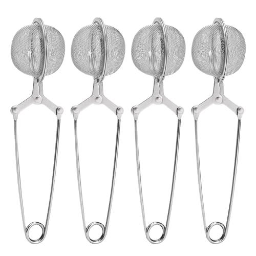 Tea Strainers for Loose Tea, 4 Pack Tea Infuser with Handle Fine Mesh Tea Ball Filter Tea Diffusers Steeper for Loose Leaf Tea, Spices, Seasonings
