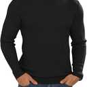 Men's Slim Fit Turtleneck Long Sleeve Sweater Casual Knitted Twisted Pullover Sweaters (Black, M)