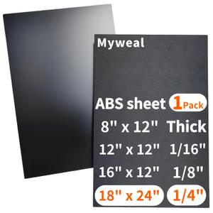 Black ABS Plastic Sheet 1/4 Inch Thick 18" x 24" (1-Pack) Textured & Smooth