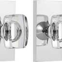 Crystal Glass Dummy Door Knob Interior, Polished Chrome Dummy Door Knob for Closet Hall Rectangular Single Side Non-Turning Inactive, 2 Pack