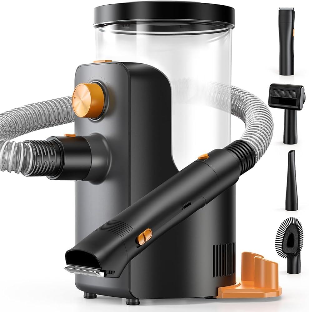 Dog Grooming Vacuum, 4.5L Extra-Large Dust Cup Dog Grooming Kit, 14000Pa High-Suction Pet Groomer with Clippers, Low-Noise All-in-One Shedding Control Set for Home Use (Black)