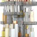 Rotating Makeup Organizer, Large Capacity Cosmetic Display Case, Acrylic Skincare Organizer with Makeup Brush, Makeup Storage Organizer for Dresser Countertop and Bathroom Vanity - Grey (Plus Size - Grey)