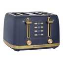 West Bend Timeless 4-Slice Toaster with 7 Browning Levels, Bagel/Waffle/Defrost Settings, High-Lift Lever, Anti-Jam, Easy-Clean Crumb Tray, 4-Slice, Blue/Gold
