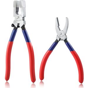 2 Pcs Glass Breaking Pliers Set Glass Running Pliers and Breaker Grozer Pliers Glass Cutting Pliers with Adjustable Screw Professional Glass Cutting Tool Stained Glass Cutting Tool Kit