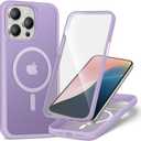 XcaseBar for iPhone 15 Pro Case,Full-Body Rugged Case with Built-in Anti-Scratch Tempered Glass Screen Protector,Compatible with MagSafe, Men Women Shockproof Protective Cover Amethyst Color