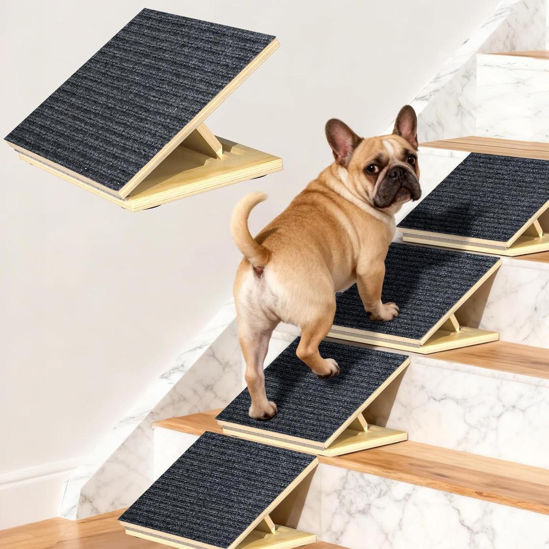 TNELTUEB 4 Pack Upgraded Dog Ramps for Stairs, Adjustable Stair ramp for Dogs, Portable Dog Stairs with Mat for Small Dogs and Cats, Non-Slip Pet Steps for Elderly or Injured Pets