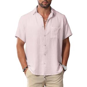 KYKU Men Shirts Button Down Short Sleeve Casual Summer Beach Vacation Clothing (XXL)