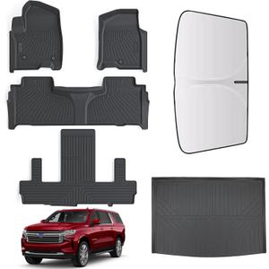 Floor Mats & Cargo Liners for 2021 2022 2023 2024 Chevy Suburban GMC Yukon XL Cadillac Escalade ESVNon Short axis 7 Seats-2nd Row Bucket Seats,Car Floor Liners & Trunk Mat for Chevrolet