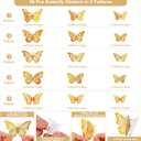 2 x 60 Pcs 3D Butterfly Decorations, 3 Sizes 5 Styles for Cake, Party, Wall Decor, Crafts, Cake Decorating, Room Stickers (Laser Gold)