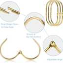 24 Pcs Shower Curtain Rings, Goowin Shower Curtain Hooks, Oval Snap Shower Rings for Curtain, Metal Gold Shower Curtain Rings Rust Proof, Glide Smoothly Shower Hooks for Shower Curtain Rod (Gold)