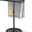 Aetyord Z-Shape Countertop Towel Holder - Height Adjustable for Bathroom/Kitchen/RV | Rustproof Metal & Wood Base Black, 1"L x 1"W x 5"H