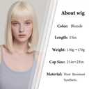 Blonde Bob Wig with Bangs Short Blonde Straight Wig for Women Natural Looking Heat Resistant Synthetic Wig for Grils Daily Party Halloween Cosplay Use 13inch