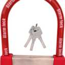 Bike Lock Heavy Duty Anti Theft Alarm Bike U Lock, High Pitched Audible Alarm, Bicycle, Fits Fat Tire E-Bikes 20"x4" Wheels Scooters Motorcycles,16mm Stainless Steel Weather Proof 3 Keys (Red)