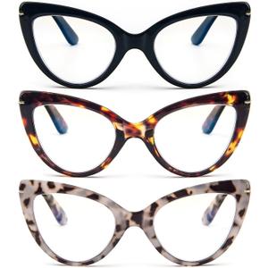 MMOWW Cat Eye Reading Glasses Fashion Cute Reader for Women (Black/Tortoise/Grey Powder)