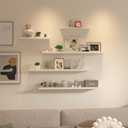 Giftgarden 36 Inch Large Floating Shelves for Wall Set of 5, White Wood Wall Shelves for Bathroom, Bedroom, Kitchen, Living Room Storage and Decoration, Wooden Picture Ledge