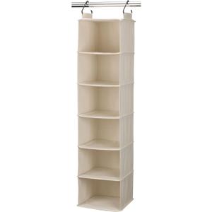Household Essentials Cedarline 6-Shelf Hanging Closet Organizer, Heavy-Duty Cotton Canvas, Breathable, Versatile, Compact, Perfect for Rod or Wire Closets, Natural (Off-white)