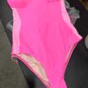 Women's V Neck One Piece Swimsuit Tummy Control Slimming Bathing Suit Double Straps Crisscross Back Swimwear M Size, Color pink