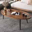 Wooden Coffee Table Rustic Nesting Tables Oval Walnut Coffee Table Modern Sofa Table End Tables for Living Room Home Office Coffee Shop