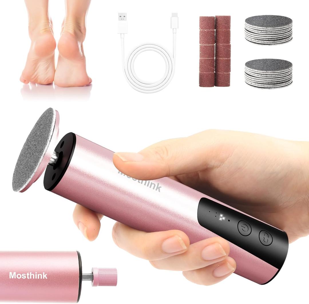 Electric Callus Remover for Feet, Electric Foot File Nail Grinder 2 in 1,Rechargeable Professional Foot Sander Pedicure Tool for Feet Dry Dead Skin with Sandpaper Disk, 6 Speed Adjustable