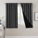 H.VERSAILTEX 100% Blackout Curtains for Bedroom with Black Liner Full Room Darkening Curtains 54 Inch Long Thermal Insulated Back Tab/Rod Pocket Window Drapes for Living Room, 2 Panels, Charcoal Grey