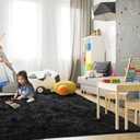 TWINNIS Super Soft Shaggy Rugs Fluffy Carpets, 4x5.9 Feet, Indoor Modern Plush Area Rugs for Living Room Bedroom Kids Room Nursery Home Decor, Upgrade Anti-Skid Rectangular Fuzzy Rug, Black
