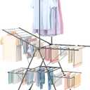 Bigzzia Clothes Drying Rack Foldable, 3-Level Large Laundry Drying Rack Collapsible, Stainless Steel Drying Rack Clothing for Indoor Outdoor, Easy to Fold, Drying Rails 68.9" H, Gray