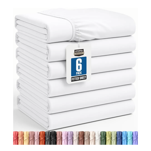 Bedding Twin Fitted Sheets - Bulk Pack of 6 Bottom Sheets - Soft Brushed Microfiber - Deep Pockets - Shrinkage & Fade Resistant - Easy Care (White)