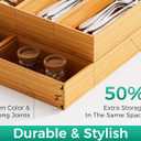 Bamboo Kitchen Drawer Organizer Boxes 14" x 5" Stackable Wood Silverware Utensil Tray for Drawers Bins Cutlery & Flatware Storage Wooden Pantry Organizers Set of 2 for Junk Drawer Bathroom Rv