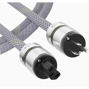 Preffair Audio & Video Power Cables Shielded OCC 10 ga. Power Cords with US Plug IEC Connector 125V/15A for Speaker, Subwoofer, Turntable, AMP, DAC. (Rhodium Plated 10 AWG, 1.0M / 3.3 Feet)