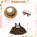 2 x Dolls Clothes Set for 17cm Doll,3 Piece Set Outfits for Dolls Accessories,Leopard Print Glasses+Leopard Print Dress+Straw Hat
