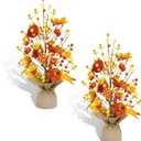 2 Pcs Fall Decorations for Home 18 Inch Fall Tree, Fall Decor Fake Pumpkin Berry Maple Leaves Table Centerpieces, Autumn Harvest Home Decor for Halloween Thanksgiving Party