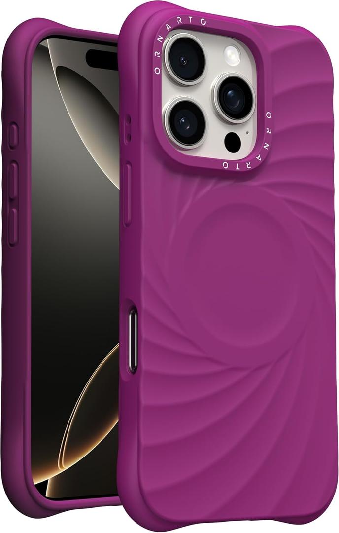 ORNARTO Vortuxe for iPhone 16 Pro Case 6.3" | 2X MIL-STD Drop Protection | Compatible with MagSafe | Sleek Aesthetic Liquid Silicone Phone Cover - Fuchsia