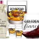 Engagement Gifts for Newly Couples - Fiance Fiancee Gifts, Boyfriend & Girlfriend Wine and Whiskey Glass Set, Wedding Gift for bride and groom, Future Mr and Mrs Just Engaged Gift