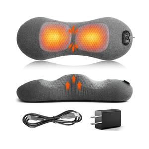 Smooth Triple Spine Fusion Back Massager with Heat, Vibration & StretchUpgraded 3-in-1 Lower Back Massager, Lumbar Support Pillow Cushion with Memory Foam for Home, Office, Car & Travel, Black